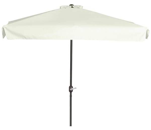 Obdélníkový slunečník Outsunny 230x130x249 cm s bočním upevněním a kličkou, UV ochrana, voděodolný slunečník pro balkon, terasu a zahradu, krémový | A