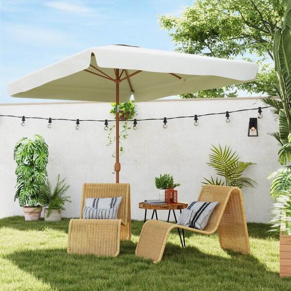 Outsunny Zahradní Slunečník 300x200 cm s Nastavitelným Úhlem a Hliníkovou Tyčkou pro Terasu, UV 50+ Ochrana, Krémový | Aosom