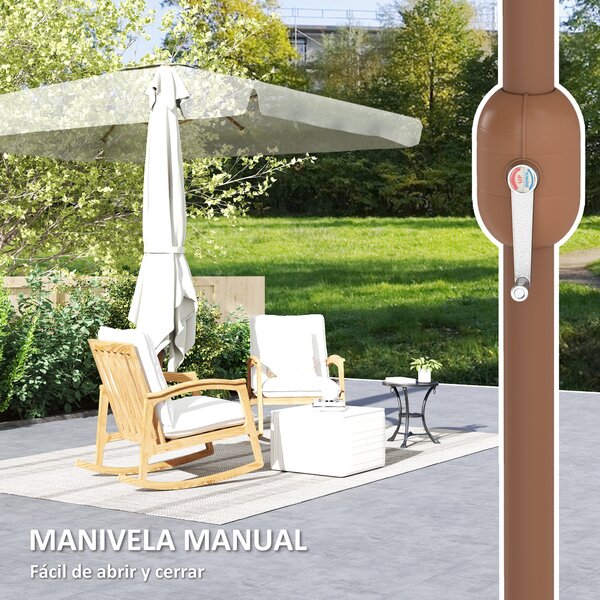 Outsunny Zahradní Slunečník 300x200 cm s Nastavitelným Úhlem a Hliníkovou Tyčkou pro Terasu, UV 50+ Ochrana, Krémový | Aosom