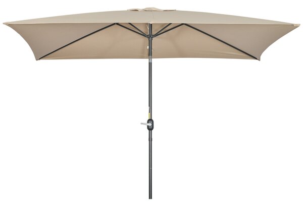 Outsunny Hliníkový Slunečník 200x300x253 cm Obdélníkový Zahradní Slunečník s Kličkou a Odnímatelným Sloupem pro Terasu, Bazén, Patio venkovní Khaki |