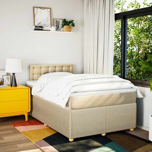 Box spring postel s matrací krémová 120x190 cm textil 3287414