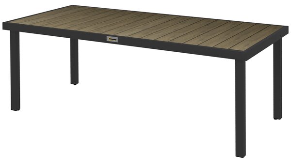 Zahradní stůl Outsunny z hliníku pro 8 osob s lamelovým vrchem na terasu a balkon 190x90x74 cm Přírodní a černá | Aosom