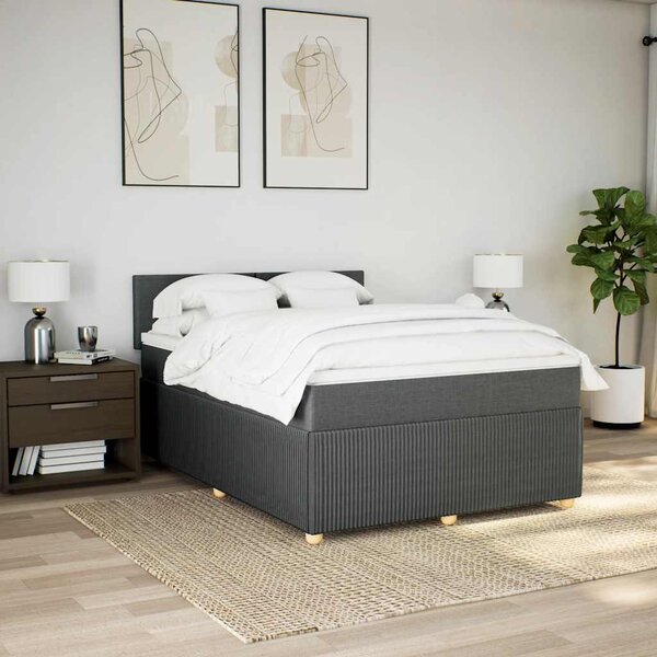 Box spring postel s matrací tmavě šedá 140x200 cm textil 3287473