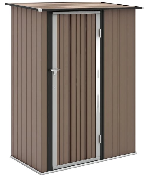Zahradní domek Outsunny 1,07 m² 142x84x189 cm kovový exteriérový domek se zámkem a odvodňovacími otvory pro ukládání nářadí hnědý | Aosom