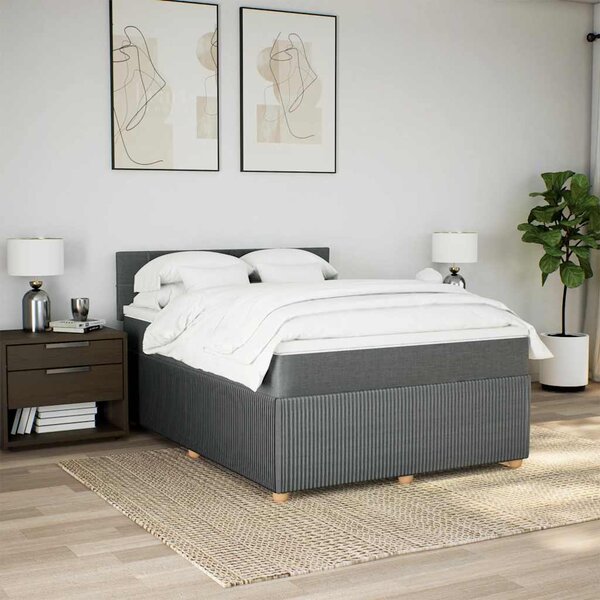 Box spring postel s matrací tmavě šedá 140x200 cm textil 3287480