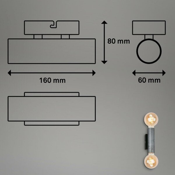 BRILONER Retro nástěnné svítidlo, 16 cm, bez 2x E27, max. 10 W, antická stříbrná BRI 3710-024