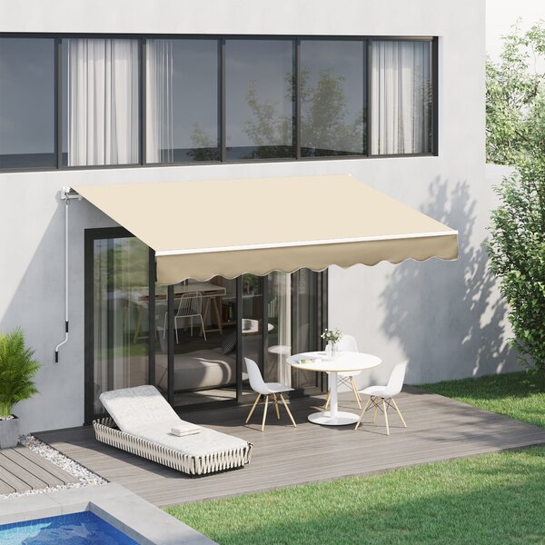Manuálně ovládané zatahovací slunečník Outsunny 295x245 cm na balkon s kovovým klikovým mechanismem, voděodolný a UV ochranný venkovní roletový sluneč