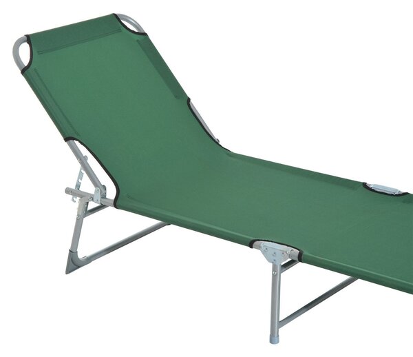 Skládací kempovací postel Outsunny Přenosný slunečník s 4-úrovňovým nastavitelným opěradlem do 120 kg pro pláž, zahradu, bazén a turistiku 187x58x28 c