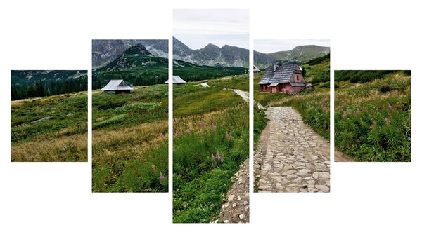 Obraz - Horská krajina s domečky (125x70 cm)