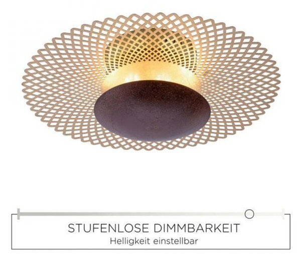 PAUL NEUHAUS LED stropní svítidlo, rezavá-zlatá, nepřímé, proti oslnění, stmívatelné, paměťová funkce SimplyDim 3000K