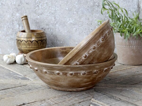 Dřevěná servírovací mísa z mangového dřeva Tours Bowl - Ø 30*9 cm / 3,5L - Chic Antique