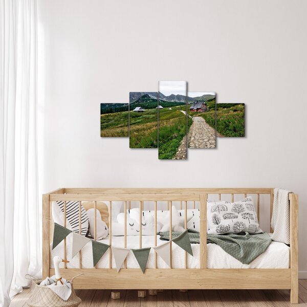 Obraz - Horská krajina s domečky (125x70 cm)