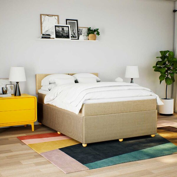 Box spring postel s matrací krémová 140x190 cm textil 3289749