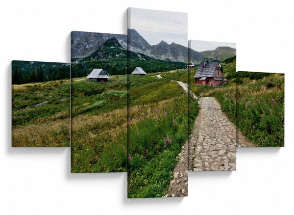 Obraz - Horská krajina s domečky (125x70 cm)