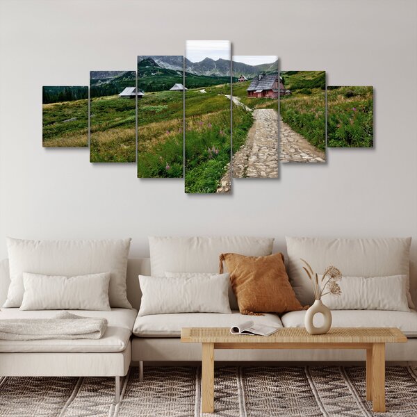 Obraz - Horská krajina s domečky (210x100 cm)