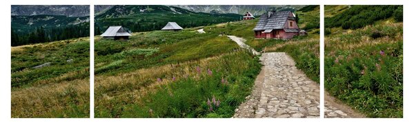 Obraz - Horská krajina s domečky (170x50 cm)