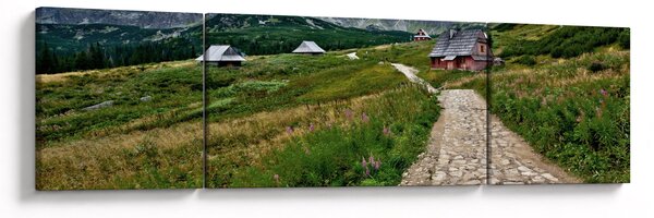 Obraz - Horská krajina s domečky (170x50 cm)