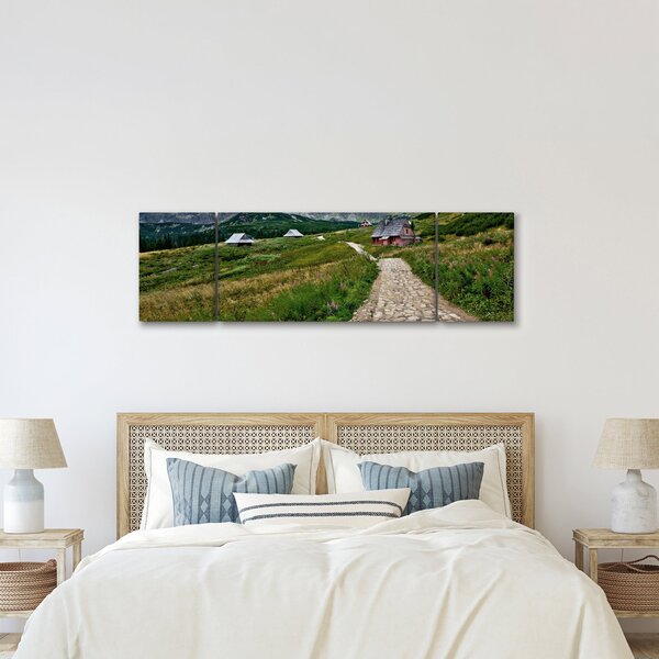 Obraz - Horská krajina s domečky (170x50 cm)