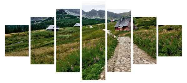 Obraz - Horská krajina s domečky (210x100 cm)