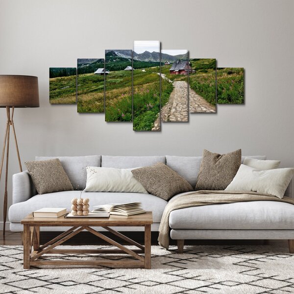 Obraz - Horská krajina s domečky (210x100 cm)