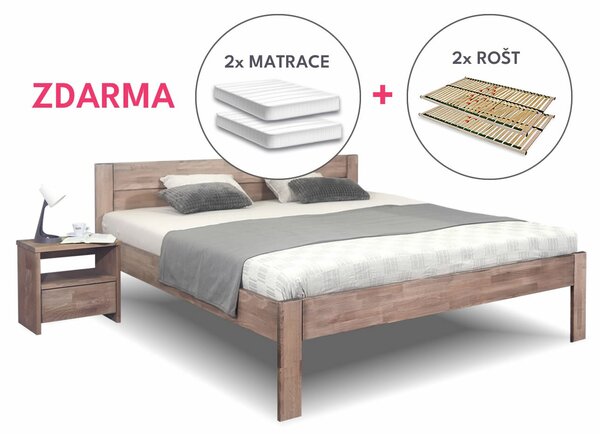 Postel s rošty a matracemi TALIMA, masiv buk