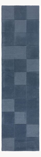 Ručně všívaný vlněný běhoun se strukturovaným povrchem Checkerboard