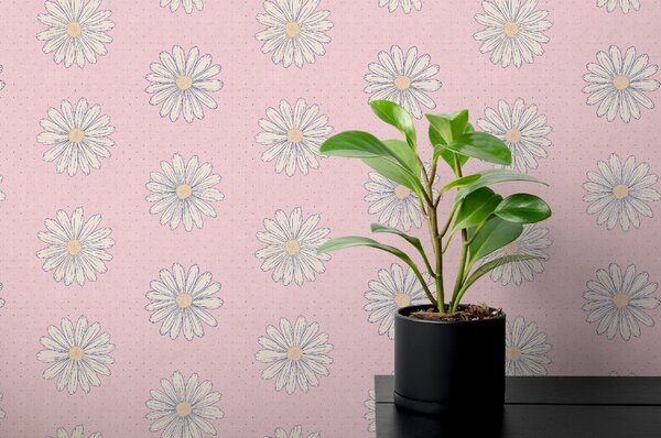 FUGU Romantická tapeta Kopretinová louka – Daisy Dots Materiál: Digitální eko vlies - klasická tapeta nesamolepicí