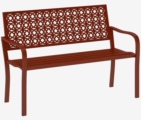 Outsunny zahradní lavice pro dva, odolná vůči počasí, zahradní nábytek s opěrkou a područkami, parková lavice s nosností 240 kg, balkonová lavice pro