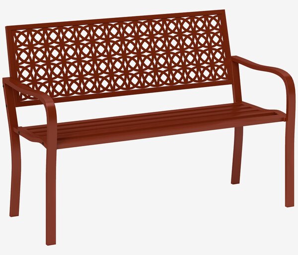 Outsunny zahradní lavice pro dva, odolná vůči počasí, zahradní nábytek s opěrkou a područkami, parková lavice s nosností 240 kg, balkonová lavice pro