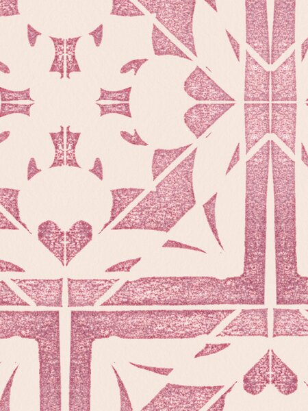 FUGU Dekorativní tapeta s geometrickým ornamentem – Ornamental Tiles Pink Materiál: Digitální eko vlies - klasická tapeta nesamolepicí