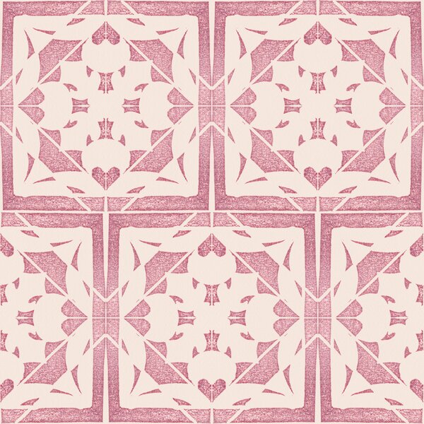 FUGU Dekorativní tapeta s geometrickým ornamentem – Ornamental Tiles Pink Materiál: Digitální eko vlies - klasická tapeta nesamolepicí