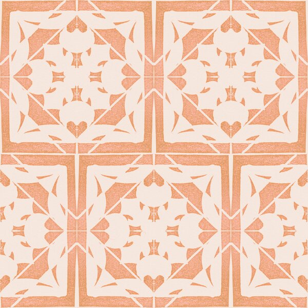 FUGU Moderní tapeta s ornamentálním vzorem – Ornamental Tiles Peach Materiál: Digitální eko vlies - klasická tapeta nesamolepicí