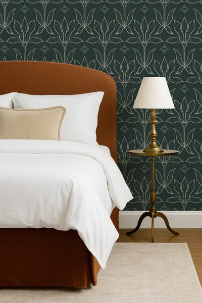 FUGU Designová tapeta s magnóliemi – Magnolia Mirror Dark Green Materiál: Digitální eko vlies - klasická tapeta nesamolepicí