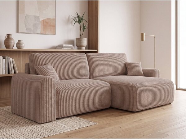 Rozkládací oboustranná sedací souprava do L NORDEN TILIA 250x140 cm, světle hnědá