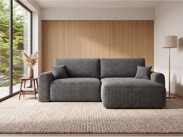 Rozkládací oboustranná sedací souprava do L NORDEN TILIA 250x140 cm, šedomodrá