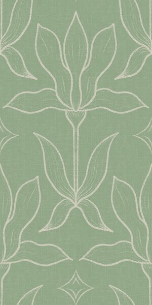 FUGU Jemná botanická tapeta – Magnolia Mirror Sage Materiál: Digitální eko vlies - klasická tapeta nesamolepicí