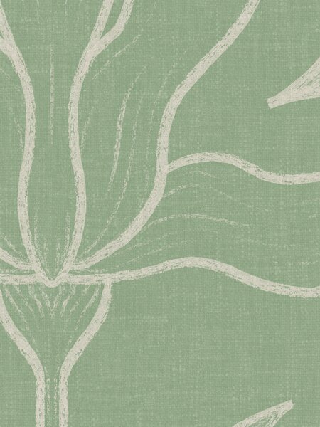 FUGU Jemná botanická tapeta – Magnolia Mirror Sage Materiál: Digitální eko vlies - klasická tapeta nesamolepicí