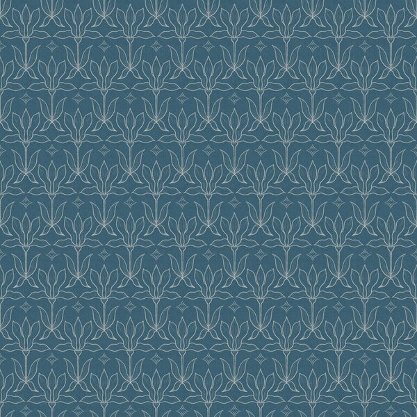 FUGU Moderní tapeta s botanickým ornamentem – Magnolia Mirror Blue Materiál: Digitální eko vlies - klasická tapeta nesamolepicí