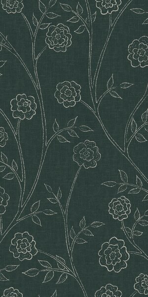 FUGU Elegantní tapeta s popínavými růžemi – Trailing Roses Dark Green Materiál: Digitální eko vlies - klasická tapeta nesamolepicí