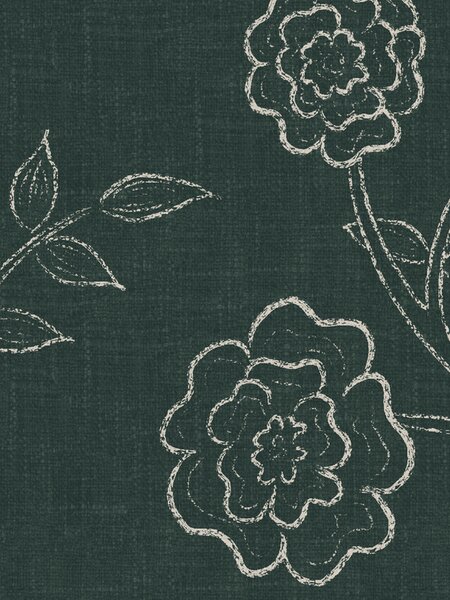 FUGU Elegantní tapeta s popínavými růžemi – Trailing Roses Dark Green Materiál: Digitální eko vlies - klasická tapeta nesamolepicí