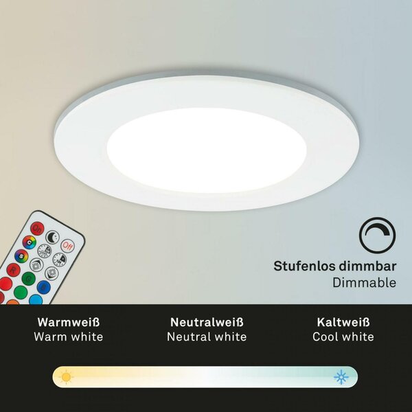 BRILONER RGB-CCT LED vestavná svítidla sada, pr.9,2 cm, 3x LED, 4,8 W, 450 lm, bílé IP65 BRI 7035-036