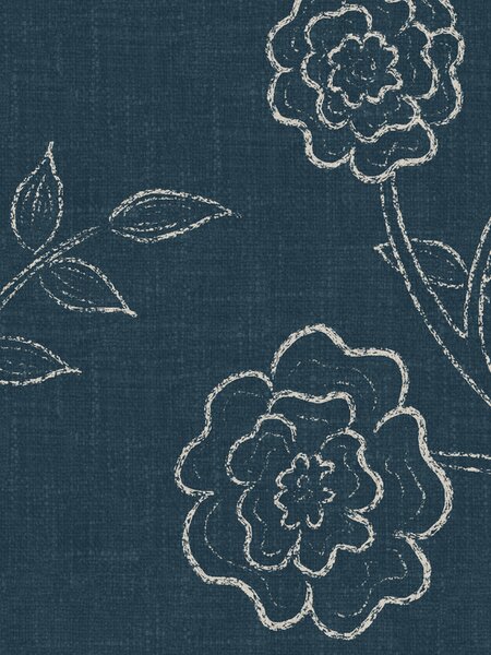 FUGU Designová tapeta s růžemi – Trailing Roses Deep Teal Materiál: Digitální eko vlies - klasická tapeta nesamolepicí