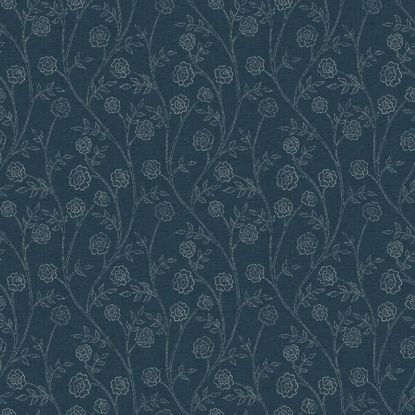 FUGU Designová tapeta s růžemi – Trailing Roses Deep Teal Materiál: Digitální eko vlies - klasická tapeta nesamolepicí