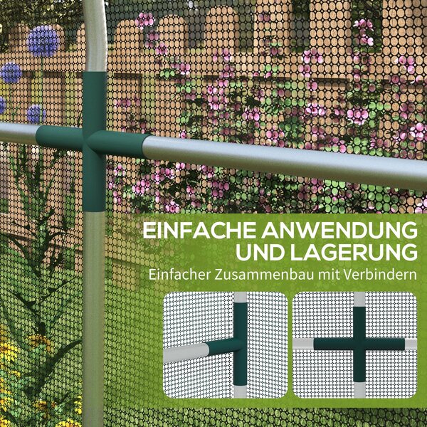 Outsunny Ochranná Síť Proti Hmyzu 1,2 x 3,6 m Zahradní Síť s Dveřmi, Stan na Ochranu Rostlin, Ochranná Síť Proti Škodcům s Ocelovým Rámem, Pro Zahradu