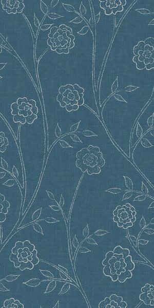 FUGU Moderní tapeta s jemnými růžemi – Trailing Roses Blue Materiál: Digitální eko vlies - klasická tapeta nesamolepicí