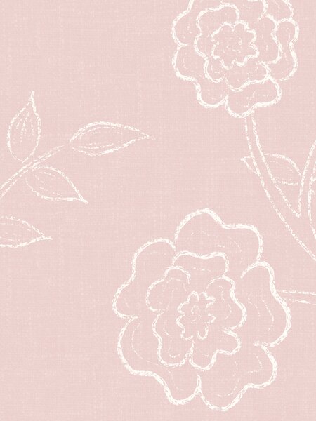 FUGU Světlá tapeta s popínavými růžemi – Trailing Roses Blush Materiál: Digitální eko vlies - klasická tapeta nesamolepicí