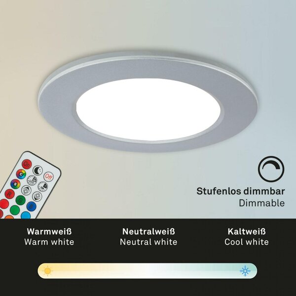 BRILONER RGB-CCT LED vestavná svítidla sada, pr.9,2 cm, 3x LED, 4,8 W, 450 lm, matný chrom IP65 BRI 7035-034
