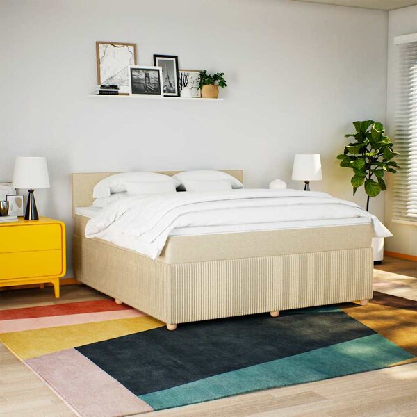 Box spring postel s matrací krémová 180x200 cm textil 3287540