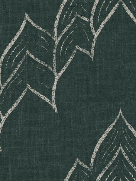 FUGU Elegantní tapeta s listovým obloukem – Calm Stitch Dark Green Materiál: Digitální eko vlies - klasická tapeta nesamolepicí