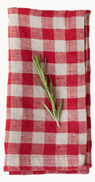 Sada lněných ubrousků Red Gingham, 2 díly